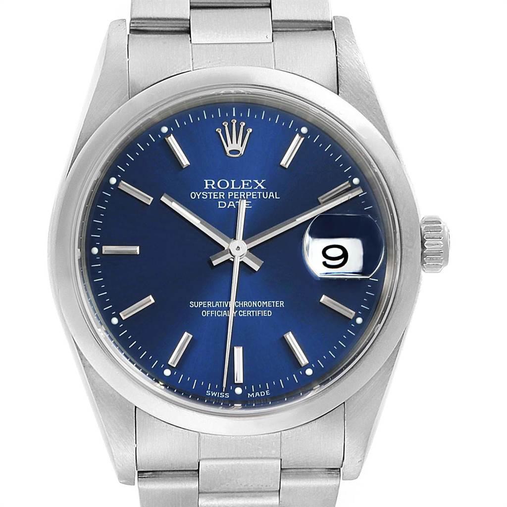Rolex Date Blue Dial Oyster Bracelet Steel Men\u2019s Watch 15200